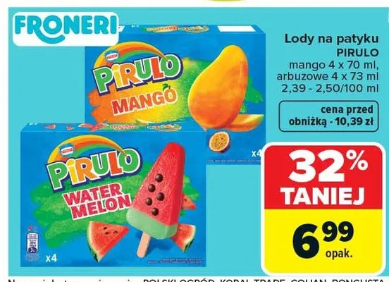 Lody na patyku Pirulo mango promocja w Carrefour Market