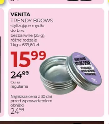 Stylizujące mydło do brwi Trendy Brows bezbarwne Venita promocja w Drogerie Jawa