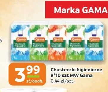 Chusteczki higieniczne Gama 9-pak promocja w Gama