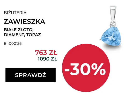 Zawieszka Briju białe złoto diament topaz promocja w Briju