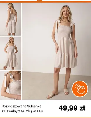 Sukienka rozkloszowana z bawełny z gumką w talii Born2be promocja w Born2be