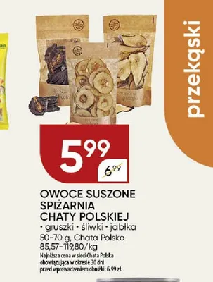 Owoce suszone jabłka Spiżarnia Chaty Polskiej promocja w Chata Polska