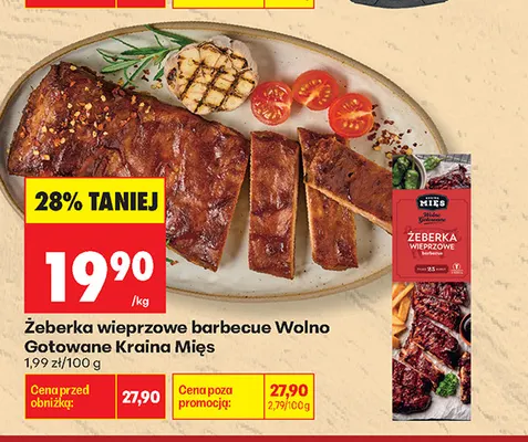 Żeberka wieprzowe barbecue Wolno Gotowane Kraina Mięs promocja w Biedronka