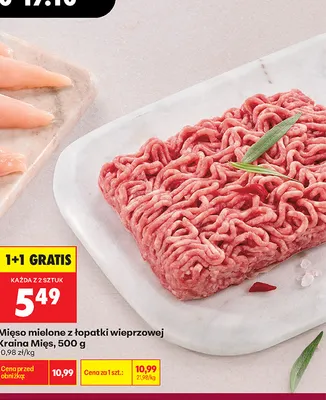 Mięso mielone z łopatki wieprzowej Kraina Mięs promocja w Biedronka