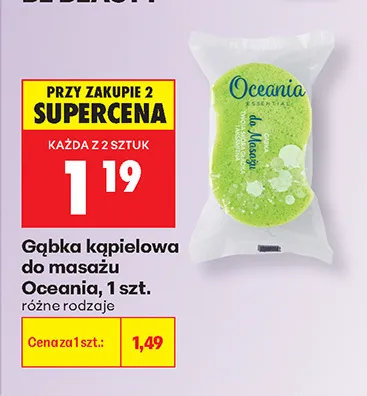 Gąbka kąpielowa do masażu Oceania 1-pak promocja w Biedronka