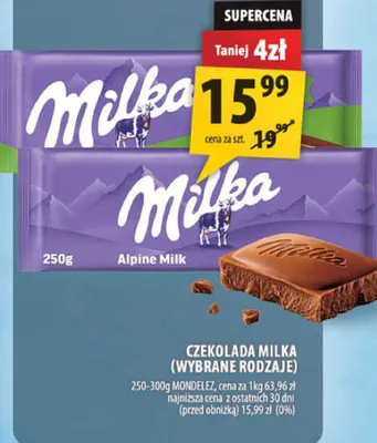Czekolada milka (wybrane rodzaje) promocja w Arhelan