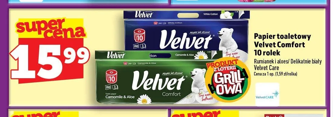Papier toaletowy Velvet Comfort Delikatnie biały 10-pak promocja w TOPAZ