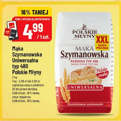 Mąka Szymanowska Uniwersalna typ 480 Polskie Młyny promocja w POLOmarket