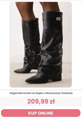 Eleganckie kozaki na słupku z marszczoną cholewką Renee promocja w Renee