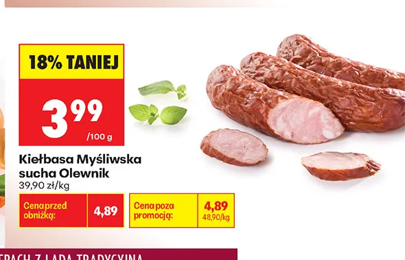 Kiełbasa myśliwska sucha Olewnik promocja w Biedronka