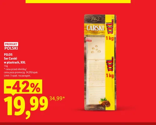 Ser Carski w plastrach XXL Pilos promocja w Lidl