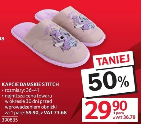 Kapcie damskie Stitch promocja w Selgros