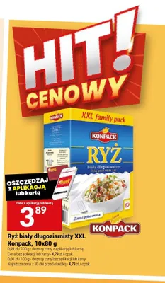 Ryż biały długoziarnisty XXL Konpack 10-pak 80g promocja w Twój Market
