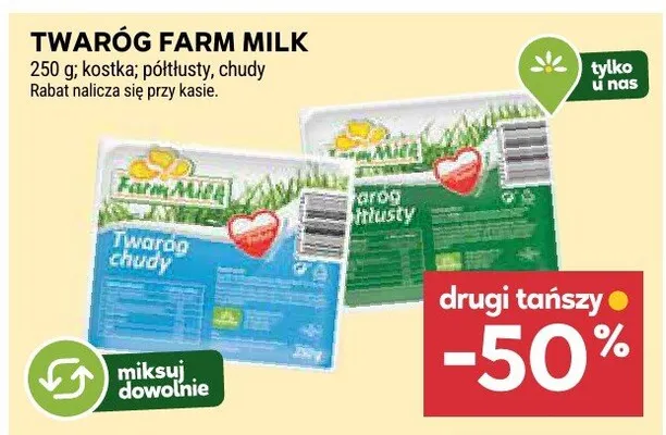 Twaróg kostka, półtłusty, chudy promocja w Stokrotka