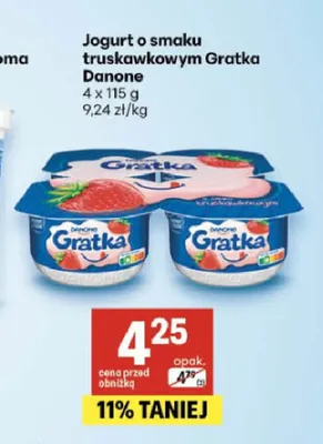 Jogurt o smaku truskawkowym Gratka Danone 4-pak promocja w Delikatesy Centrum