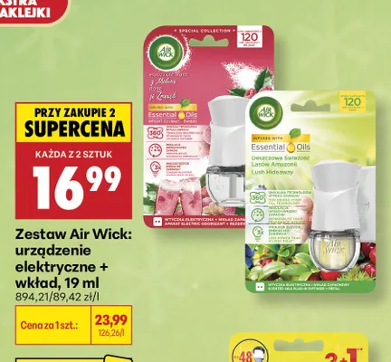 Zestaw Air Wick urządzenie elektryczne + wkład Deszczowa Świeżość Lasów Amazonii promocja w Biedronka