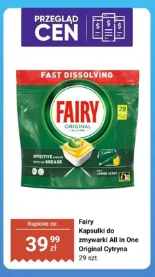 Kapsułki do zmywarki Fairy All In One Original Cytryna promocja w Biedronka