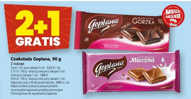 Czekolada Goplana klasyczna gorzka promocja w Twój Market
