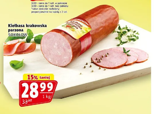 Kiełbasa krakowska parzona Sokołów promocja w Prim Market