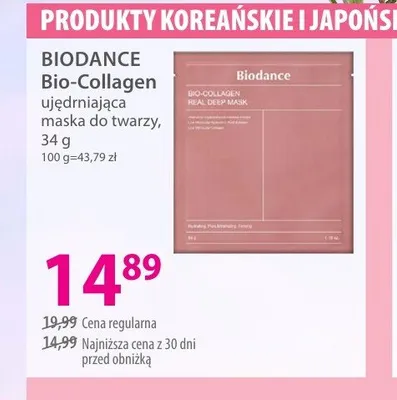 Ujędrniająca maska do twarzy BIODANCE Bio-Collagen promocja w Hebe