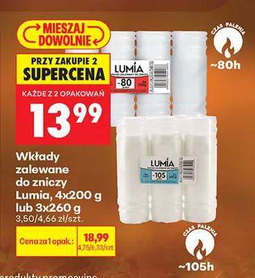 Wkłady zalewane do zniczy Lumia 4-pak promocja w Biedronka