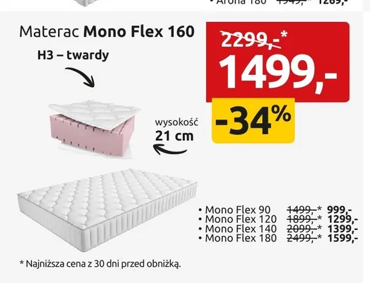 Materac Mono Flex 120 H3 promocja w Black Red White