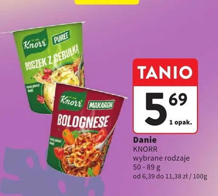 Danie instant Makaron Bolognese Knorr promocja w Intermarche