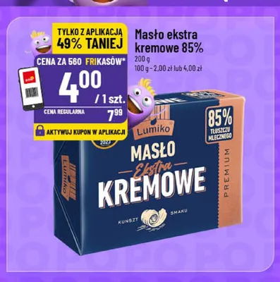 Masło ekstra kremowe 85% Lumiko promocja w POLOmarket