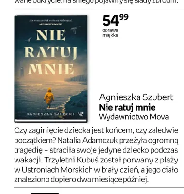 Książka Nie ratuj mnie Agnieszka Szubert promocja w Empik