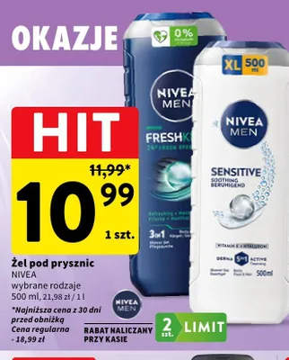 Żel pod prysznic Nivea Men Fresh Kick promocja w Intermarche