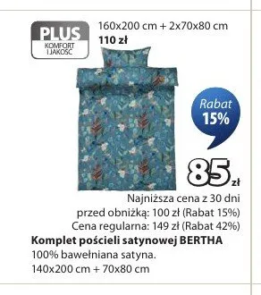 Komplet pościeli satynowej BERTHA promocja w Jysk