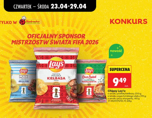 Chipsy Lay's o smaku pizzy margherity promocja w Biedronka