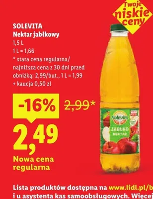 Nektar jabłkowy Solevita promocja w Lidl