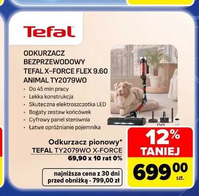 Odkurzacz bezprzewodowy Tefal X-Force Flex 9,60 Animal promocja w Carrefour