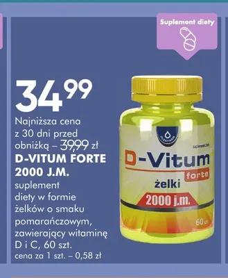 Suplement diety w formie żelków o smaku pomarańczowym D-Vitum Forte 2000 J.M. promocja w Super-Pharm