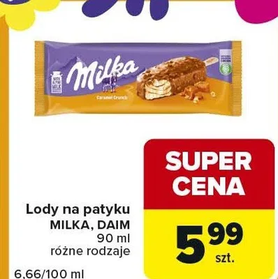 Lody na patyku Milka, Daim różne rodzaje promocja w Carrefour Express