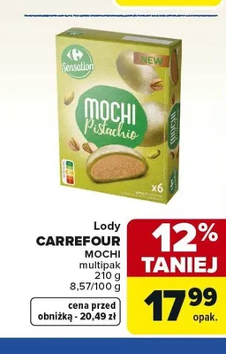 Lody Carrefour Mochi Pistachio 6-pak promocja w Carrefour