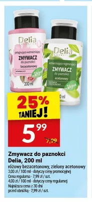 Zmywacz do paznokci Delia zielony acetonowy promocja w Twój Market