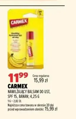 Nawilżający balsam do ust SPF 15 banan Carmex promocja w Drogerie Natura