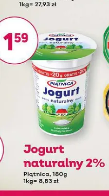 Jogurt naturalny Piątnica 2% promocja w Bliski