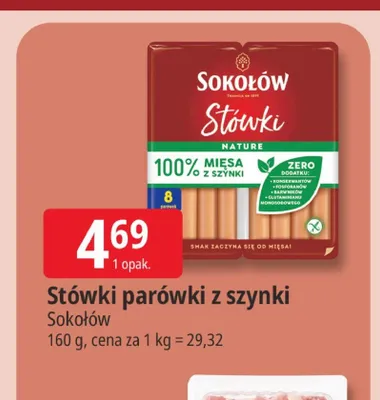Parówki z szynki Sokołów Stówki promocja w Leclerc