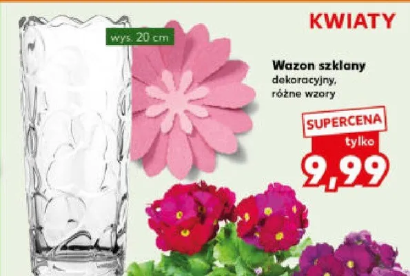 Wazon szklany dekoracyjny, różne wzory promocja w Kaufland