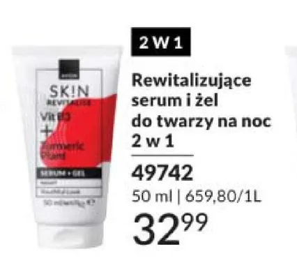 Rewitalizujące serum i żel do twarzy na noc 2 w 1 SKIN REVITALISE 49742 promocja w AVON