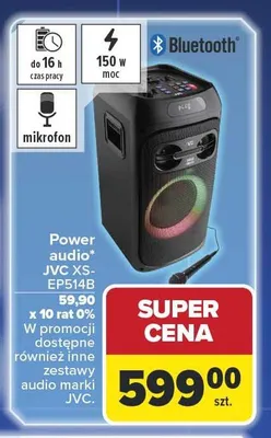 Power audio JVC XS-EP514B 150W promocja w Carrefour