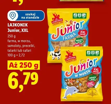 Przekąski Lajkonik Junior XXL W morzu promocja w Lidl
