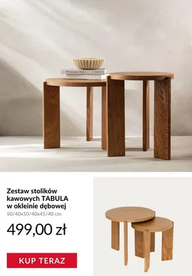 Zestaw stolików kawowych TABULA w okleinie dębowej 50/40x50/40x45/40cm promocja w Homla