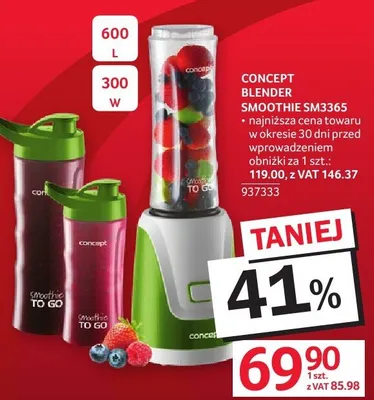 Blender smoothie Concept SM3365 600L 300W promocja w Selgros