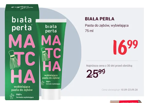 Pasta do zębów wybielająca Biała Perła promocja w Rossmann