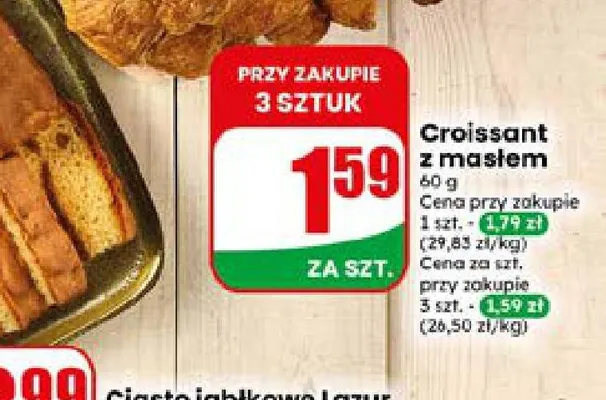 Croissant z masłem promocja w Dino