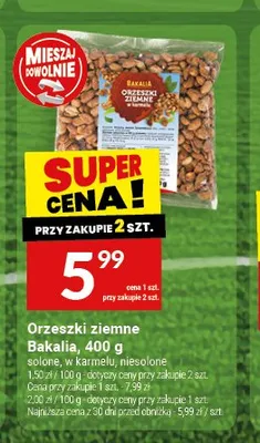 Orzeszki ziemne Bakalia w karmelu promocja w Twój Market